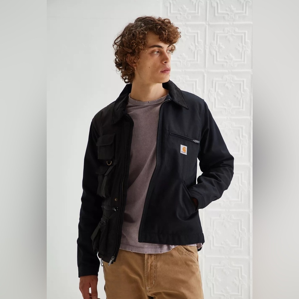 Reclaimed LA Upcycled Two-Tone Fleece Carhartt Utility Jacket UO Sz Medium OOAK